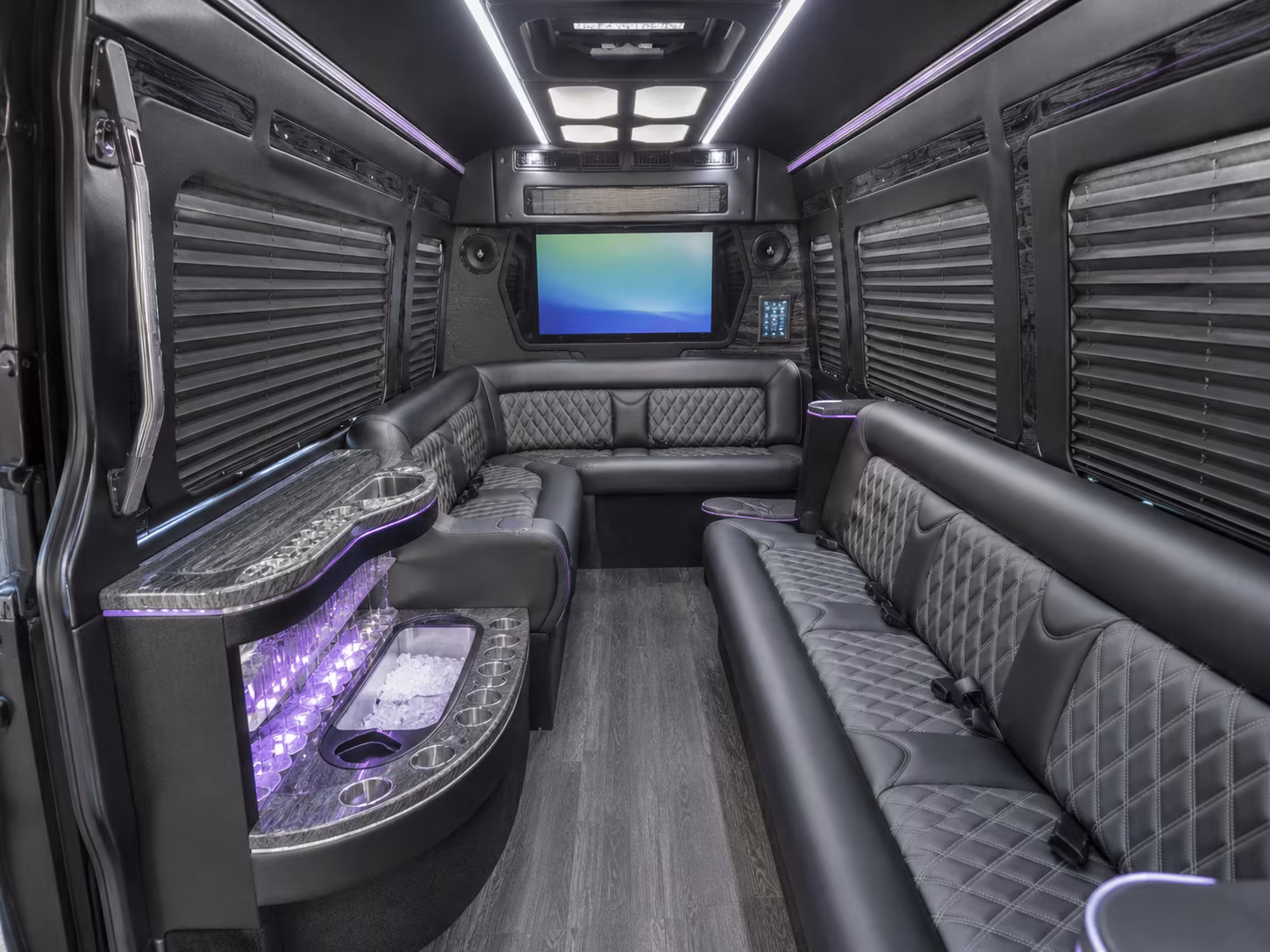 fort collins 50 passenger party bus inside